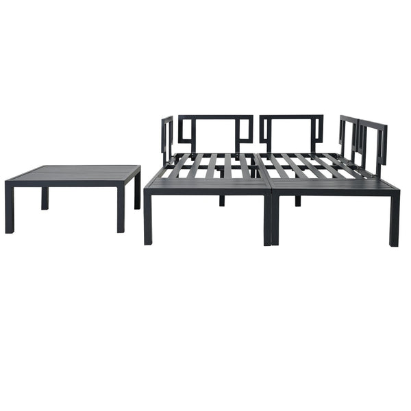 English Elm Topmax Outdoor Aluminum Patio Sectional Set with Integrated End Tables and Coffee Table WF285249AAE