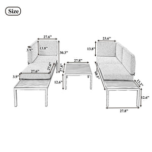 English Elm Topmax Outdoor Aluminum Patio Sectional Set with Integrated End Tables and Coffee Table WF285249AAE