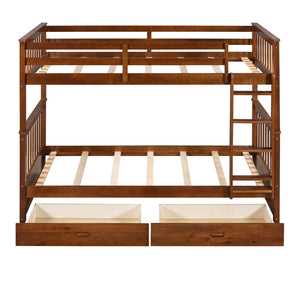 English Elm Twin-over-twin Bunk Bed Walnut Finish with Storage Drawers and Convertible Frame LT000265AAD-1