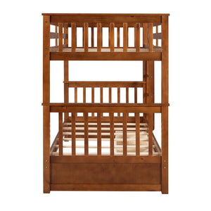 English Elm Twin-over-twin Bunk Bed Walnut Finish with Storage Drawers and Convertible Frame LT000265AAD-1