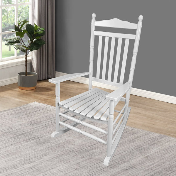 English Elm Balcony White Adult Rocking Chair - Classic Solid Hardwood Comfort For Porch Or Indoor Relaxation W49540381