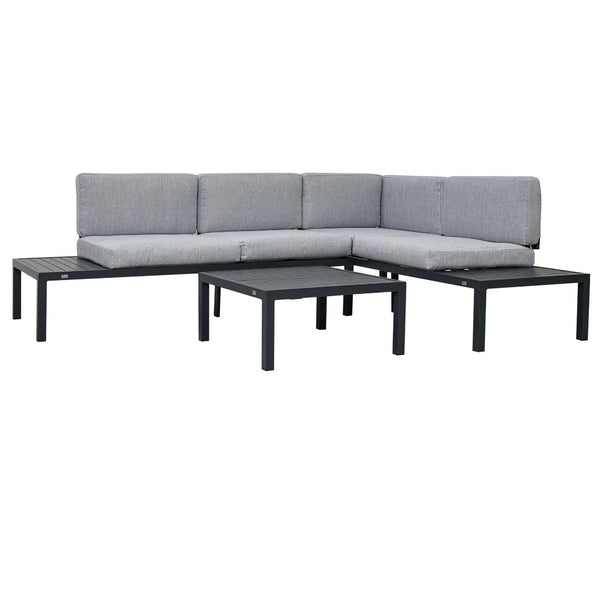 English Elm Topmax Outdoor Aluminum Patio Sectional Set with Integrated End Tables and Coffee Table WF285249AAE