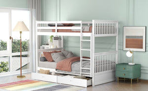 English Elm Twin-over-twin Bunk Bed Walnut Finish with Storage Drawers and Convertible Frame LT000265AAK-1