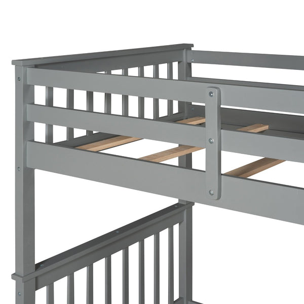 English Elm Twin-over-twin Bunk Bed Walnut Finish with Storage Drawers and Convertible Frame LT000265AAE-1