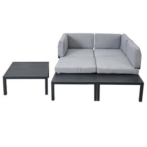 English Elm Topmax Outdoor Aluminum Patio Sectional Set with Integrated End Tables and Coffee Table WF285249AAE