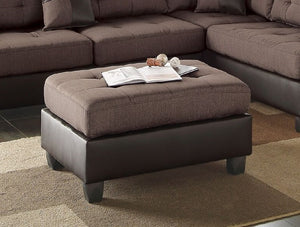 English Elm Sectional 3-Piece Reversible Chaise Sofa Set with Tufted Linen-Look Seating & Ottoman, Chocolate Finish 104" HS00F6857-ID-AHD