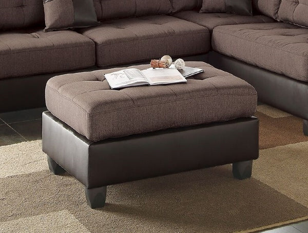 English Elm Sectional 3-Piece Reversible Chaise Sofa Set with Tufted Linen-Look Seating & Ottoman, Chocolate Finish 104" HS00F6857-ID-AHD