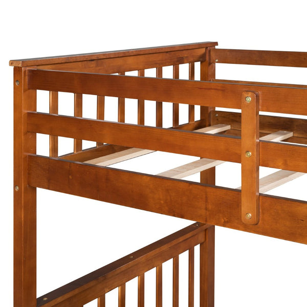 English Elm Twin-over-twin Bunk Bed Walnut Finish with Storage Drawers and Convertible Frame LT000265AAD-1