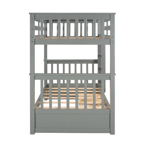 English Elm Twin-over-twin Bunk Bed Walnut Finish with Storage Drawers and Convertible Frame LT000265AAE-1