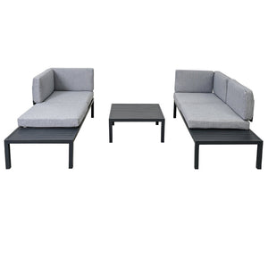 English Elm Topmax Outdoor Aluminum Patio Sectional Set with Integrated End Tables and Coffee Table WF285249AAE