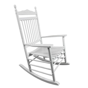 English Elm BALCONY Solid Wood Adult Rocking Chair White — Wide Seat & Armrests, Sturdy Slatted Back, 280lb Capacity W49540379