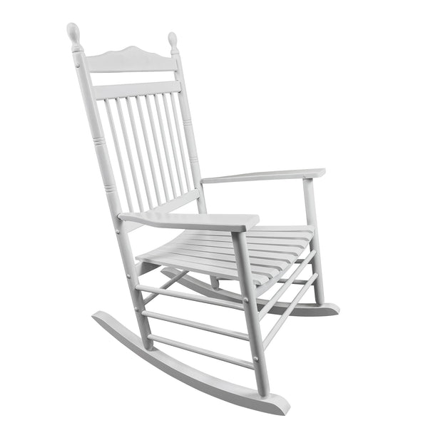 English Elm BALCONY Solid Wood Adult Rocking Chair White — Wide Seat & Armrests, Sturdy Slatted Back, 280lb Capacity W49540379