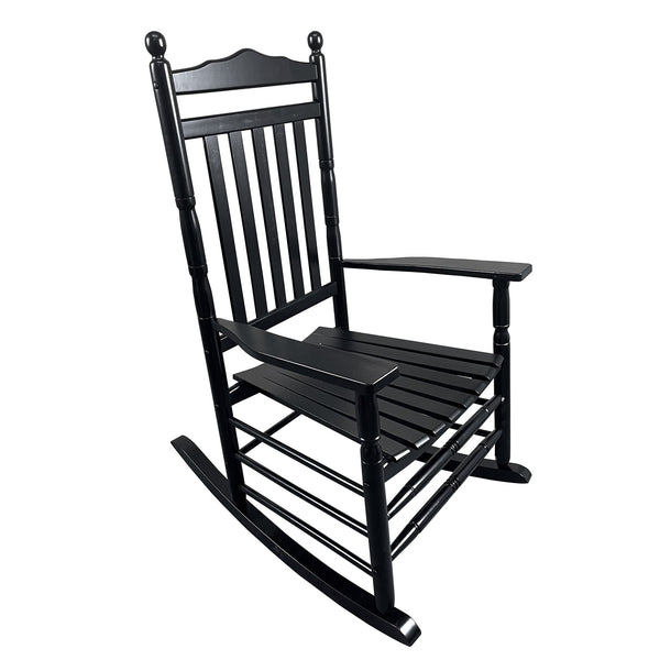 English Elm Balcony Classic Black Wooden Rocking Chair For Porch Relaxation - Sturdy, Comfortable Design W49540382