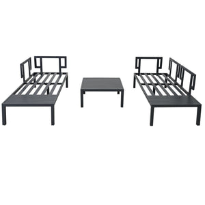 English Elm Topmax Outdoor Aluminum Patio Sectional Set with Integrated End Tables and Coffee Table WF285249AAE