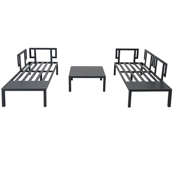 English Elm Topmax Outdoor Aluminum Patio Sectional Set with Integrated End Tables and Coffee Table WF285249AAE