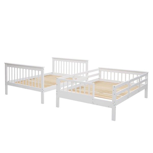 English Elm Stairway Full Over Bunk Bed with Staircase Storage Shelves in White Pine LT100110AAK