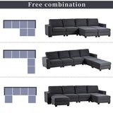 English Elm 3 Pieces U Shaped Sofa With Removable Ottomans