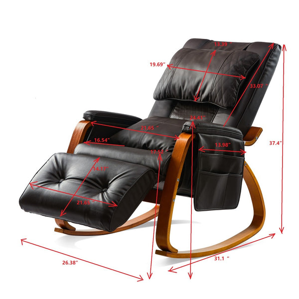 English Elm Massage Rocking Recliner Chair with Five Angles Padded Brown Upholstered Lounge Seat W60739701