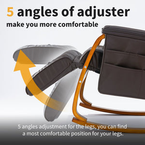 English Elm Massage Rocking Recliner Chair with Five Angles Padded Brown Upholstered Lounge Seat W60739701