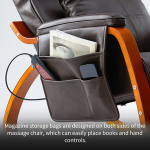 English Elm Massage Rocking Recliner Chair with Five Angles Padded Brown Upholstered Lounge Seat W60739701