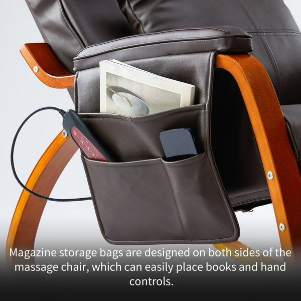 English Elm Massage Rocking Recliner Chair with Five Angles Padded Brown Upholstered Lounge Seat W60739701
