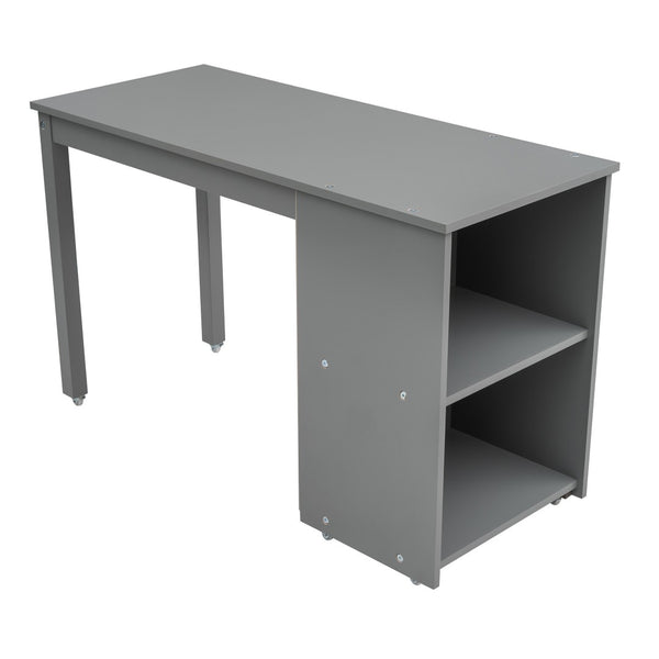 English Elm Low Twin Loft Bed with Rolling Desk Underbed Storage Cabinet Kids Study Space Gray LT000113AAE-1