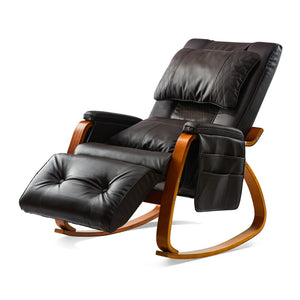 English Elm Massage Rocking Recliner Chair with Five Angles Padded Brown Upholstered Lounge Seat W60739701