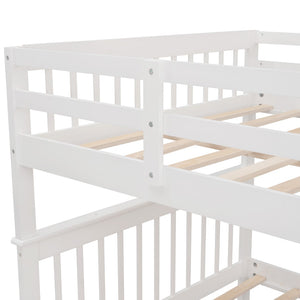 English Elm Stairway Full Over Bunk Bed with Trundle Stair Shelving and Kids Storage White LT100210AAK
