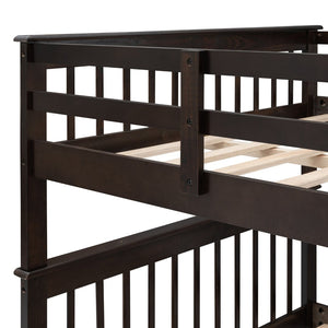 English Elm Stairway Full Over Bunk Bed with Trundle Stair Shelving and Kids Storage Espresso LT100210AAP