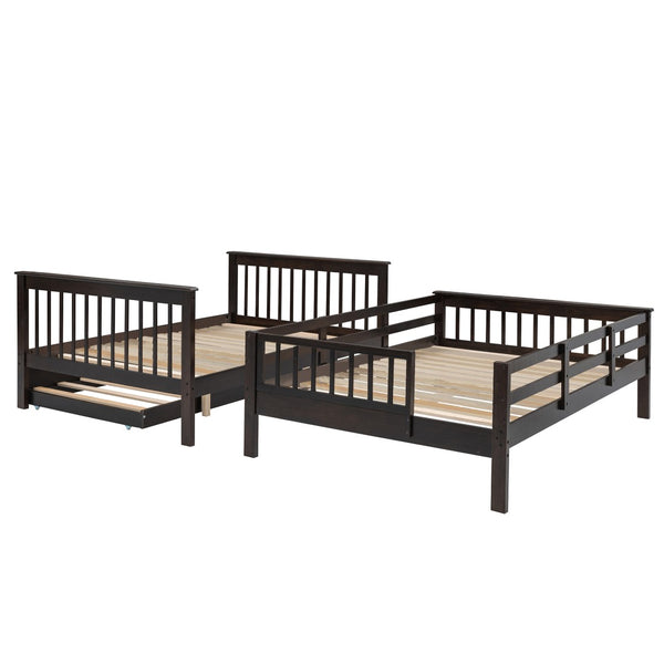 English Elm Stairway Full Over Bunk Bed with Trundle Stair Shelving and Kids Storage Espresso LT100210AAP
