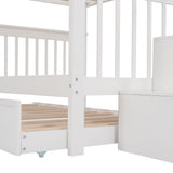Hearth and Haven Vallerie Full over Full Bunk Bed with Twin size Trundle, Storage and Guard Rail, White