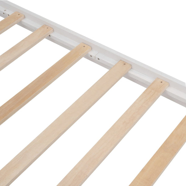 English Elm Stairway Full Over Bunk Bed with Trundle Stair Shelving and Kids Storage White LT100210AAK