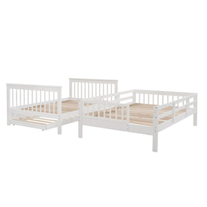 English Elm Stairway Full Over Bunk Bed with Trundle Stair Shelving and Kids Storage White LT100210AAK