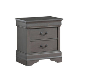 English Elm 1pc Elegant Louis Philippe Nightstand Solid Wood Transitional Design with Dovetail Drawers & Brass Pulls Gray 24.5 L x 18.5 W x 27 H HS11CM7966GY-N-ID-AHD