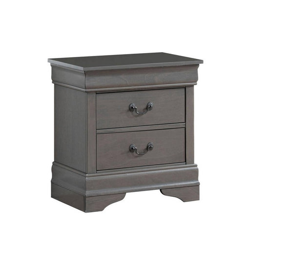 English Elm 1pc Elegant Louis Philippe Nightstand Solid Wood Transitional Design with Dovetail Drawers & Brass Pulls Gray 24.5 L x 18.5 W x 27 H HS11CM7966GY-N-ID-AHD