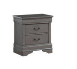 English Elm 1 Piece Nightstand Gray Louis Philippe Solid Wood English Dovetail Construction Antique Nickle Hanging Pulls