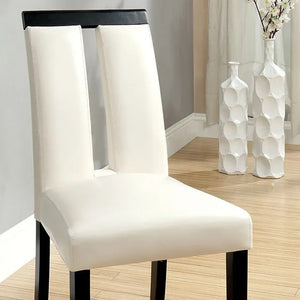 English Elm Set of 2 Padded Leatherette Side Chairs with Sleek Slit Back Design for Modern Dining Rooms White 40.5 L x 14.5 W x 20.5 H HS11CM3559SC-ID-AHD