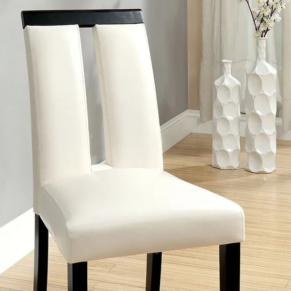 English Elm Set of 2 Padded Leatherette Side Chairs with Sleek Slit Back Design for Modern Dining Rooms White 40.5 L x 14.5 W x 20.5 H HS11CM3559SC-ID-AHD