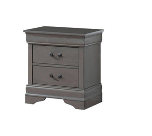 English Elm 1pc Elegant Louis Philippe Nightstand Solid Wood Transitional Design with Dovetail Drawers & Brass Pulls Gray 24.5 L x 18.5 W x 27 H HS11CM7966GY-N-ID-AHD