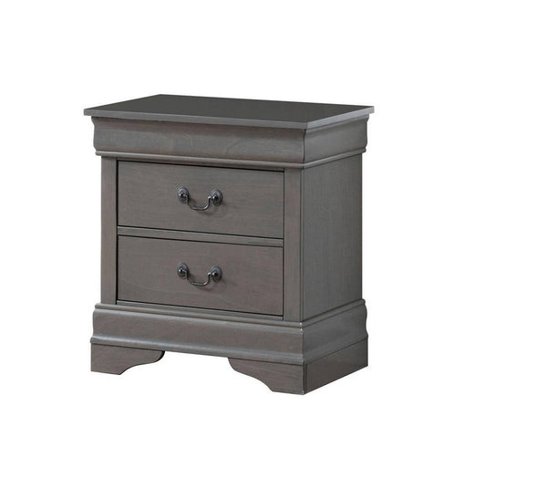 English Elm 1pc Elegant Louis Philippe Nightstand Solid Wood Transitional Design with Dovetail Drawers & Brass Pulls Gray 24.5 L x 18.5 W x 27 H HS11CM7966GY-N-ID-AHD