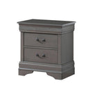 English Elm 1 Piece Nightstand Gray Louis Philippe Solid Wood English Dovetail Construction Antique Nickle Hanging Pulls