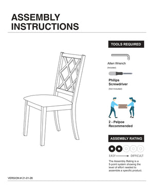 English Elm Antique Criss-Cross Back Solid Wood Side Chairs Set of 2 — Antique White Frame, Gray Cushioned Seats, Transitional Design HS11CM3491SC-ID-AHD