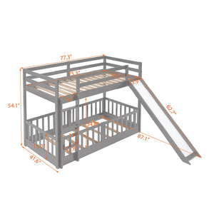 English Elm Twin Over Kids Bunk Bed with Slide Ladder White Pine Frame Safe Sleep LT000009AAE
