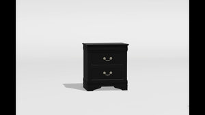 English Elm 1pc Elegant Louis Philippe Nightstand Solid Wood Transitional Design with Dovetail Drawers & Brass Pulls Black 24.5 L x 18.5 W x 27 H HS11CM7966BK-N-ID-AHD