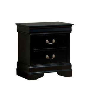 English Elm 1pc Elegant Louis Philippe Nightstand Solid Wood Transitional Design with Dovetail Drawers & Brass Pulls Black 24.5 L x 18.5 W x 27 H HS11CM7966BK-N-ID-AHD