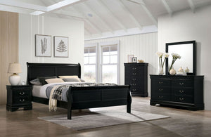 English Elm Queen Sleigh Bed with Elegant Transitional Design, Solid Wood Veneer Construction, Dovetail Craftsmanship and Spacious Foundation Support for Master Bedroom Comfort Black 82 L x 6.7 W x 3 H B011S00181