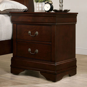 English Elm 1pc Elegant Louis Philippe Nightstand Solid Wood Transitional Design with Dovetail Drawers & Brass Pulls Cherry 25 L x 18.5 W x 27 H HS11CM7966CH-N-ID-AHD