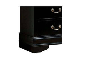 English Elm 1pc Elegant Louis Philippe Nightstand Solid Wood Transitional Design with Dovetail Drawers & Brass Pulls Black 24.5 L x 18.5 W x 27 H HS11CM7966BK-N-ID-AHD