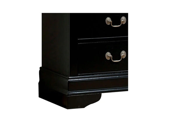 English Elm 1pc Elegant Louis Philippe Nightstand Solid Wood Transitional Design with Dovetail Drawers & Brass Pulls Black 24.5 L x 18.5 W x 27 H HS11CM7966BK-N-ID-AHD