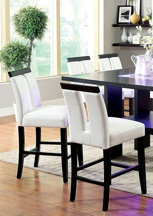 English Elm Set of 2 Padded Leatherette Side Chairs with Sleek Slit Back Design for Modern Dining Rooms White 41.5 L x 13 W x 19.5 H HS11CM3559PC-ID-AHD